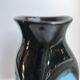 free-form design vase in black and blue ceramic from the 70s