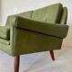 Vintage Danish mid-century Svend Skipper 3 person sofa in olive green leather 1965