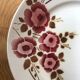 Cake dish with coves St Amand Very nice red and brown floral décor