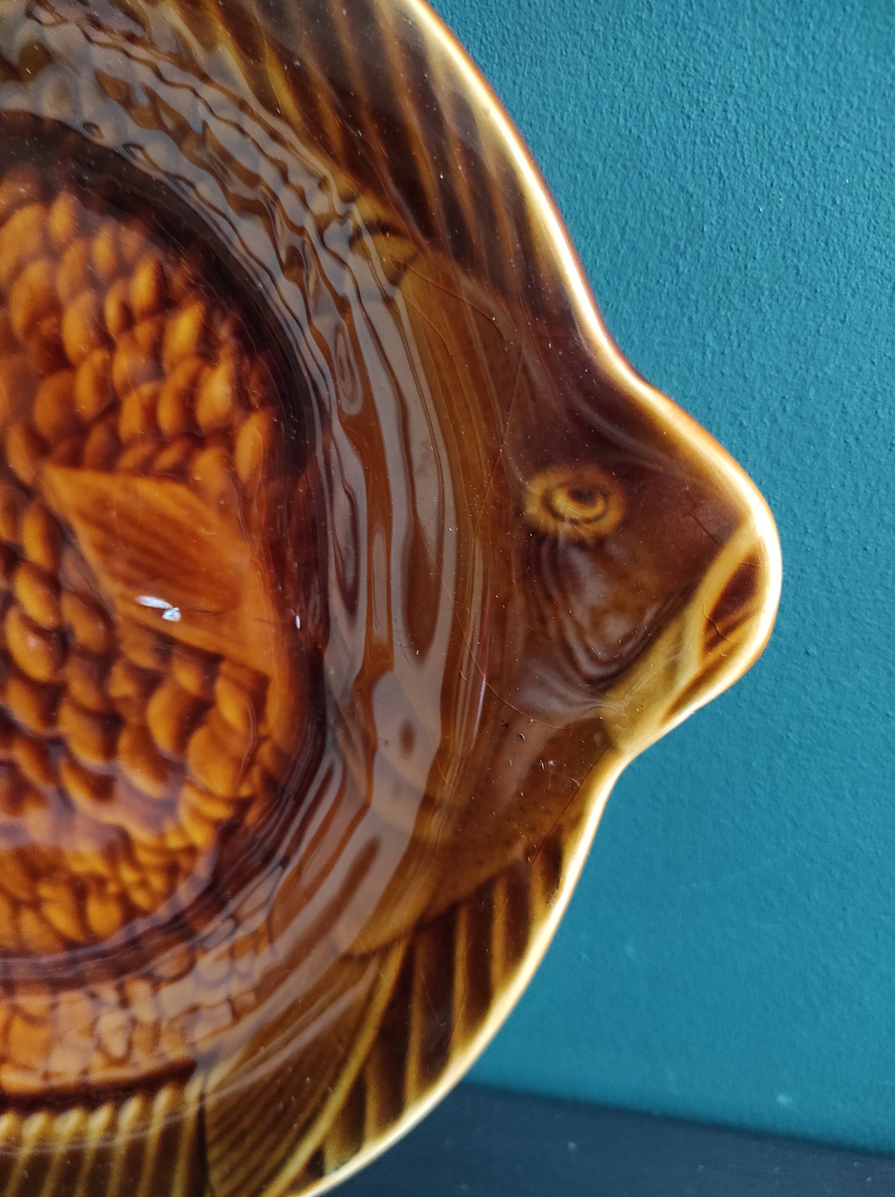 Vintage French fish plate, Sarreguemines