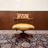 English Chesterfield Desk Chair Cognac
