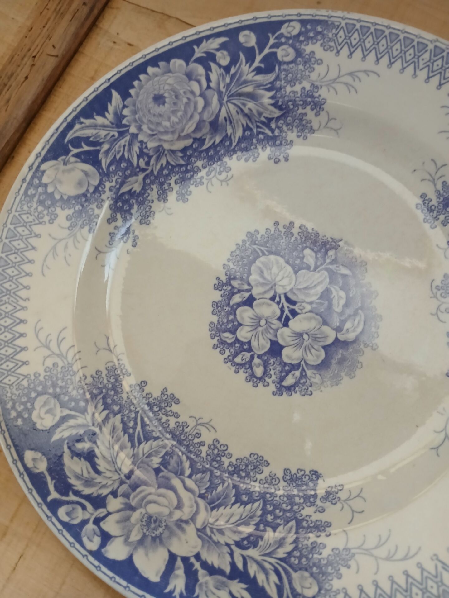 3 antique flat plates in ironstone