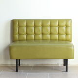 Banquette bistrot capitonnée années 50/60 en skaï vert kaki