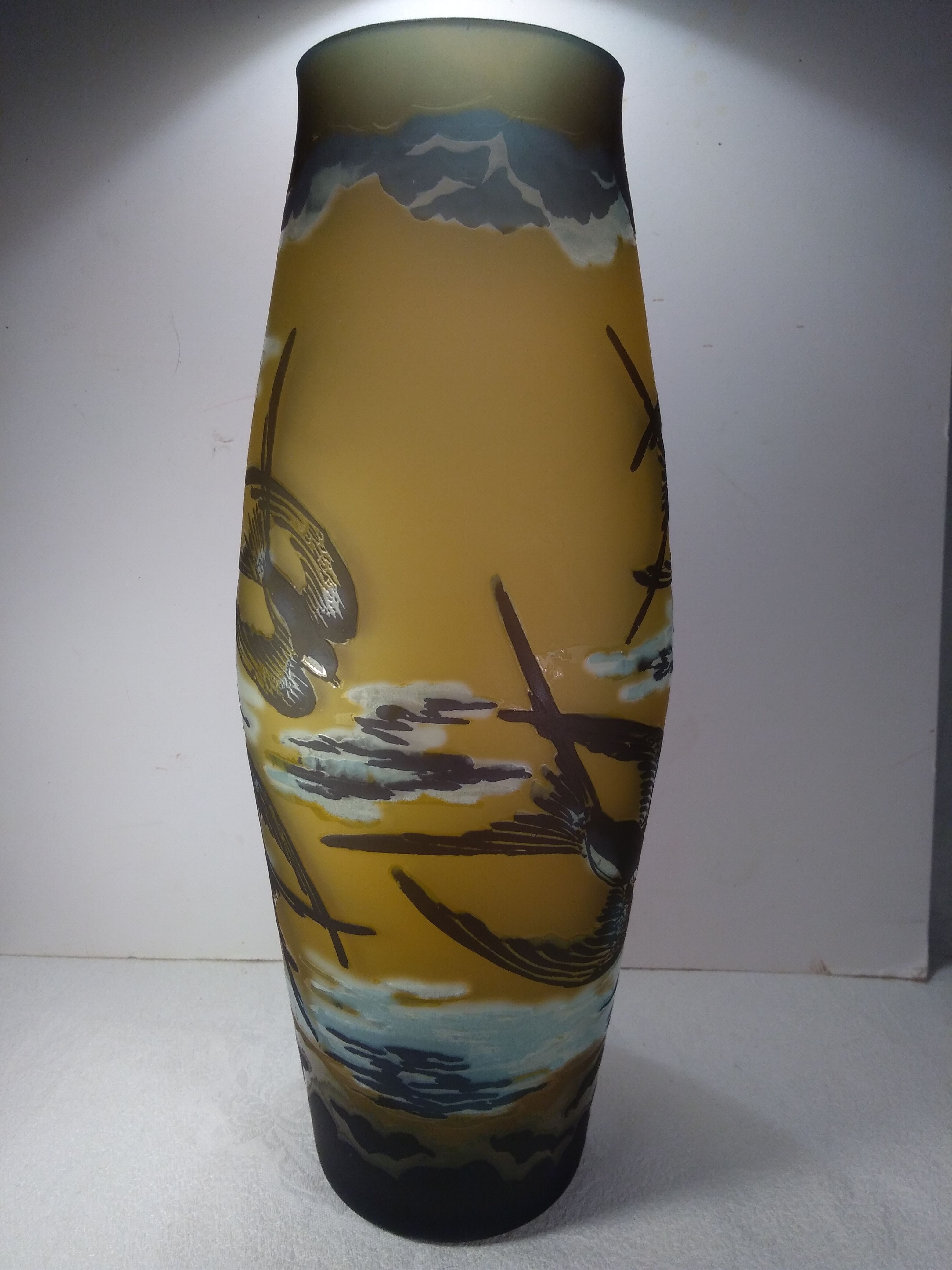 Multi-layered art nouveau glass vase
