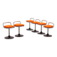 6 tabourets de bar bas italiens avec assise orange 1970 style Joe Colombo