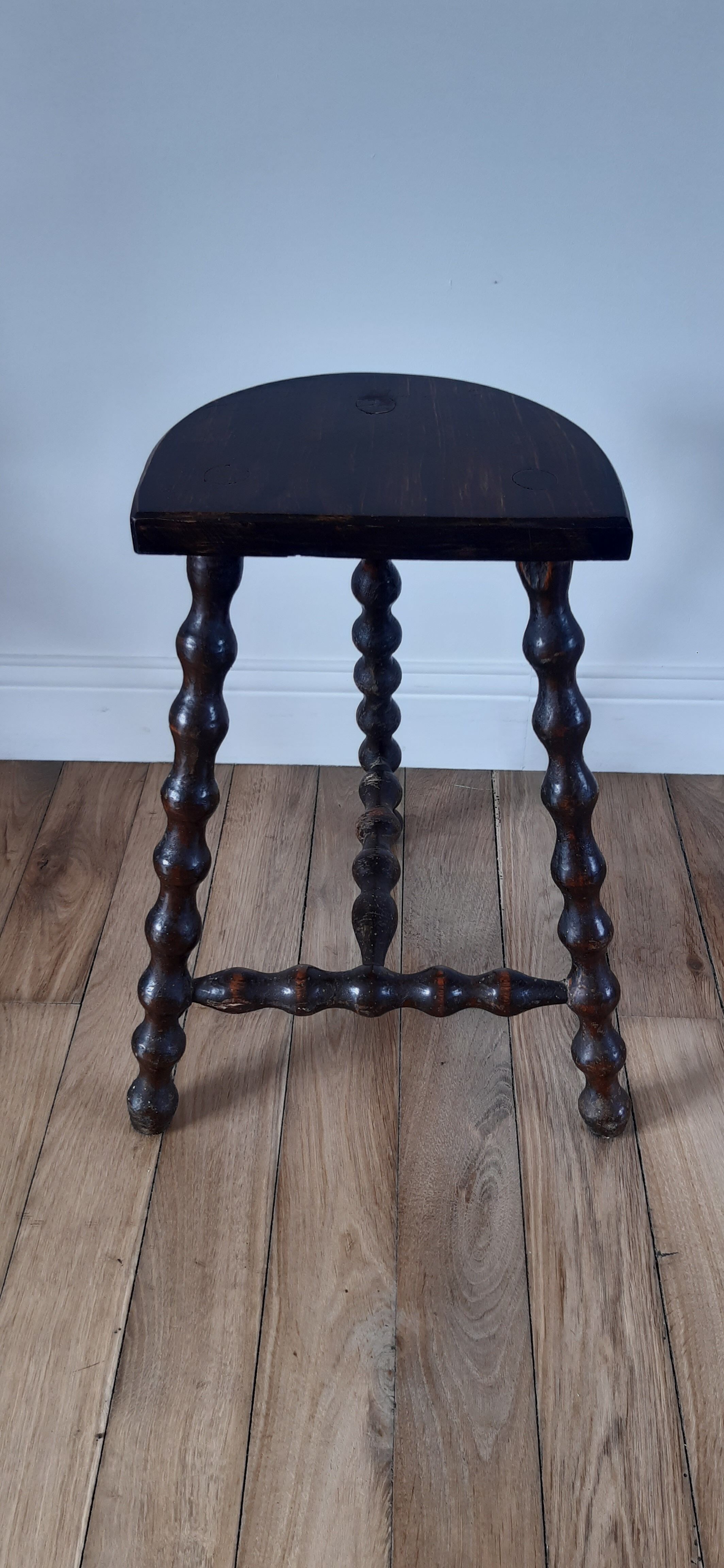 Stool vintage tripod wooden plant beaded feet