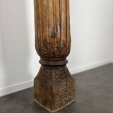 Ancient large carved cedar pillar column from Pakistan, India.