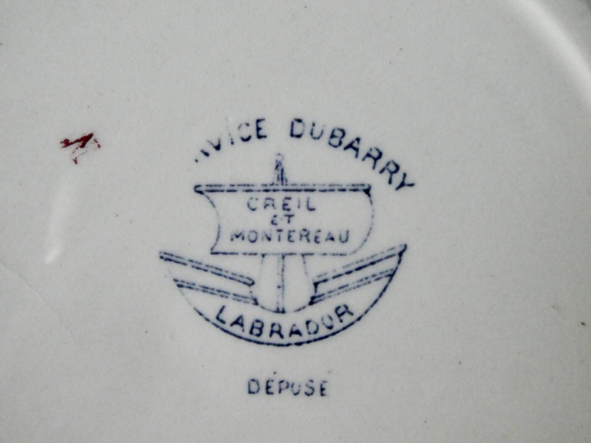 Set of 3 plates and 1 ravier Creil Montereau Terre de Fer, Dubarry décor