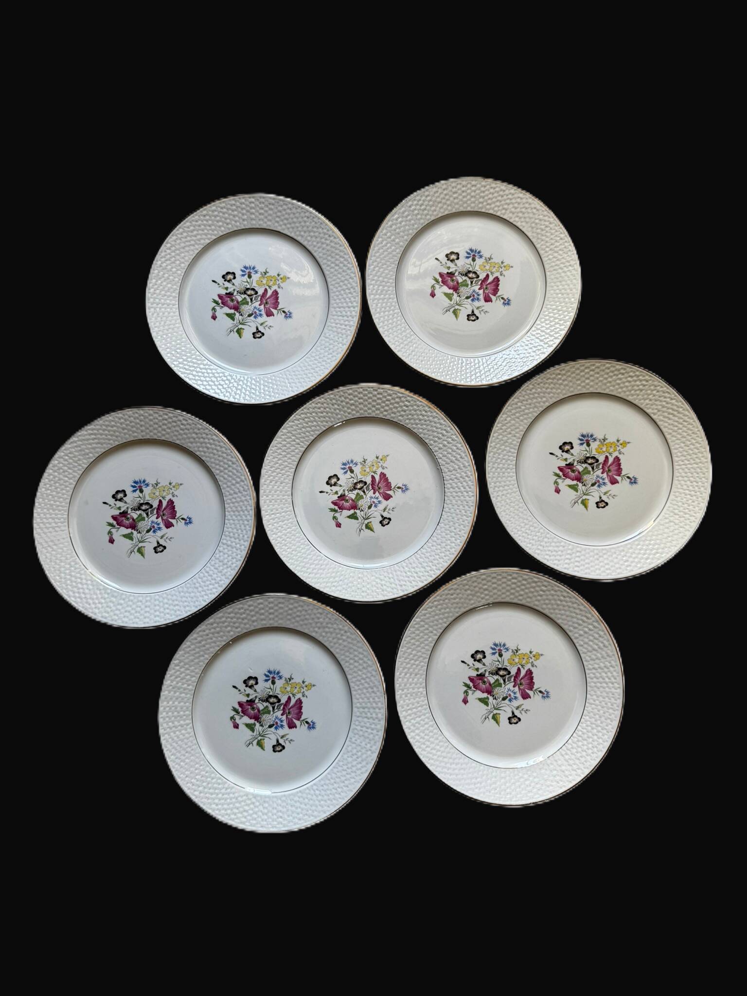 6 Vintage Sarreguemines Flat Plates