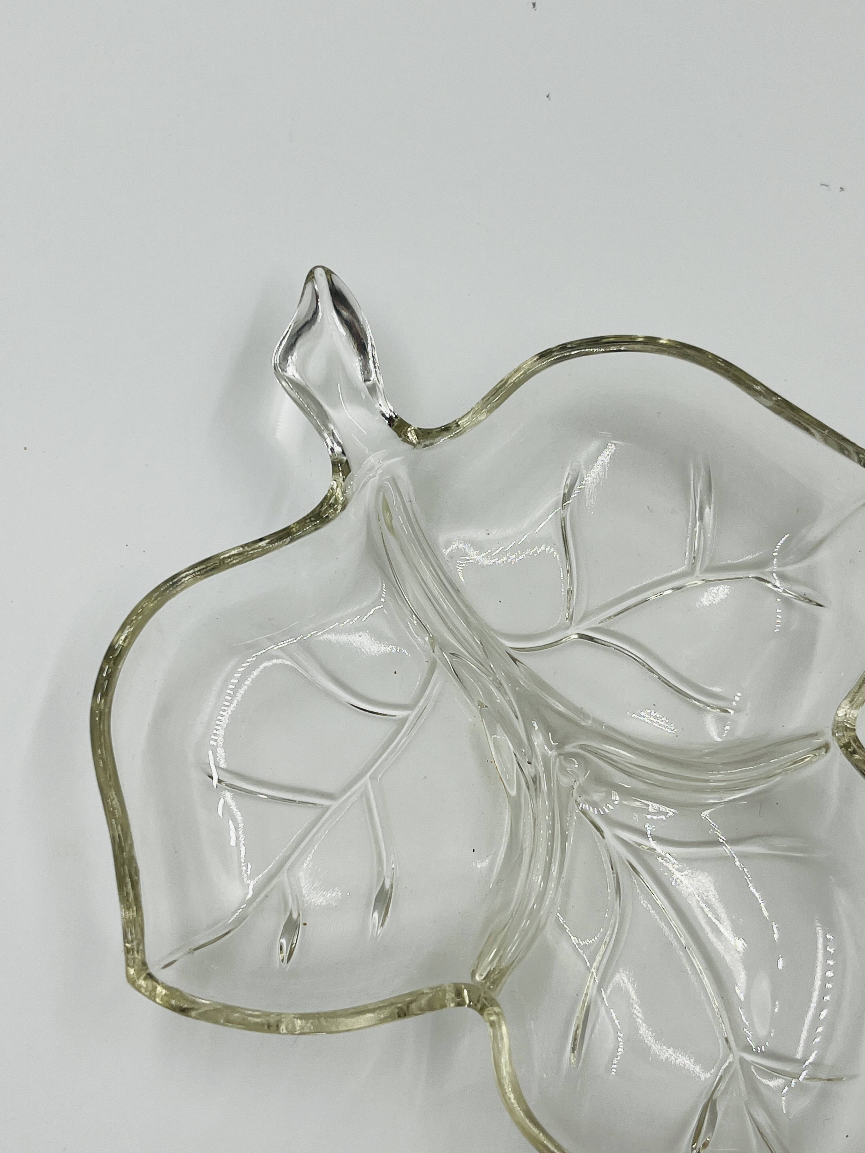 Vintage glass leaf dish