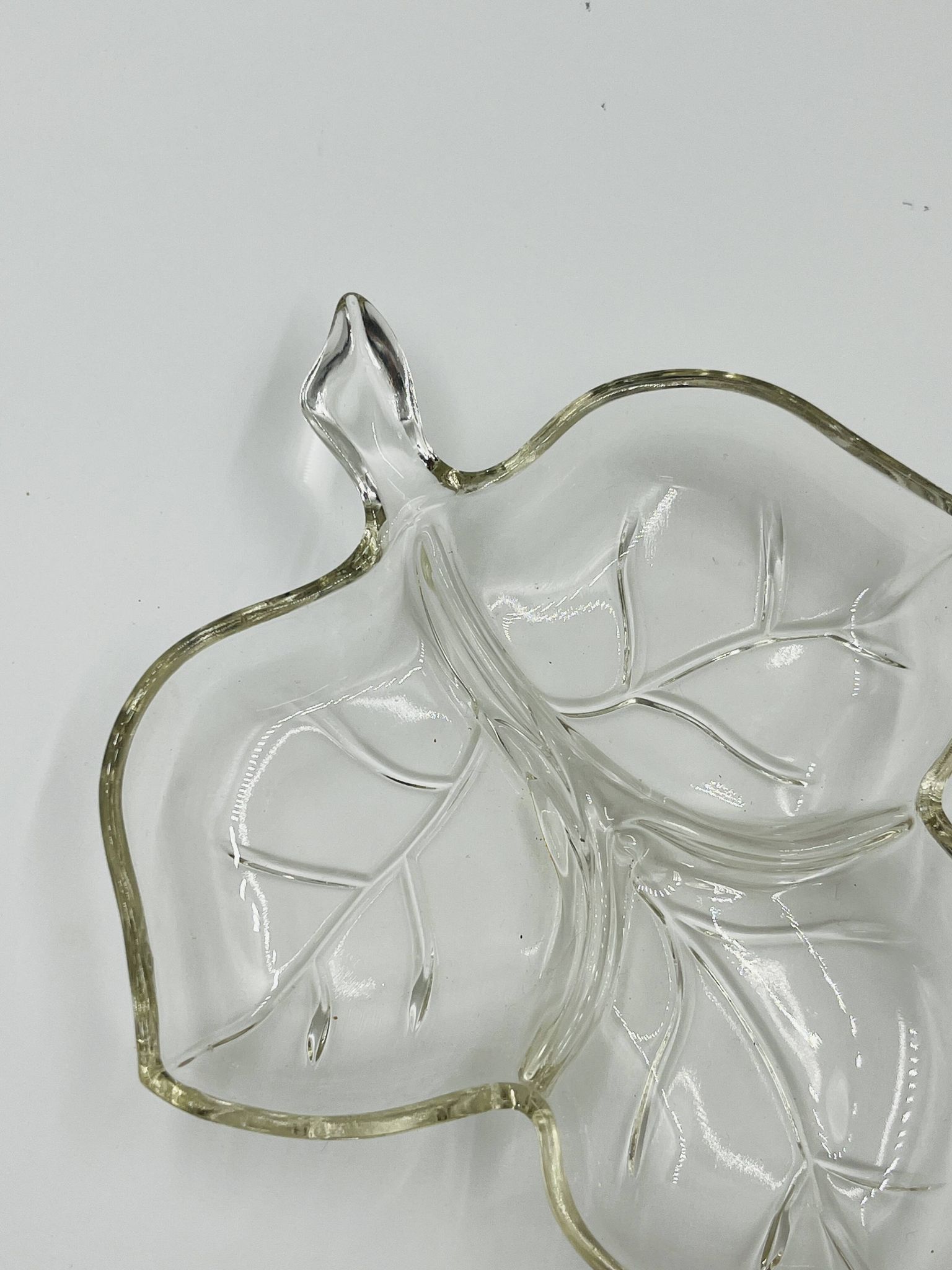 Vintage glass leaf dish