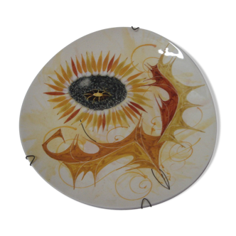 Kerbigot plate, hand-painted enamelled ceramics, Brittany