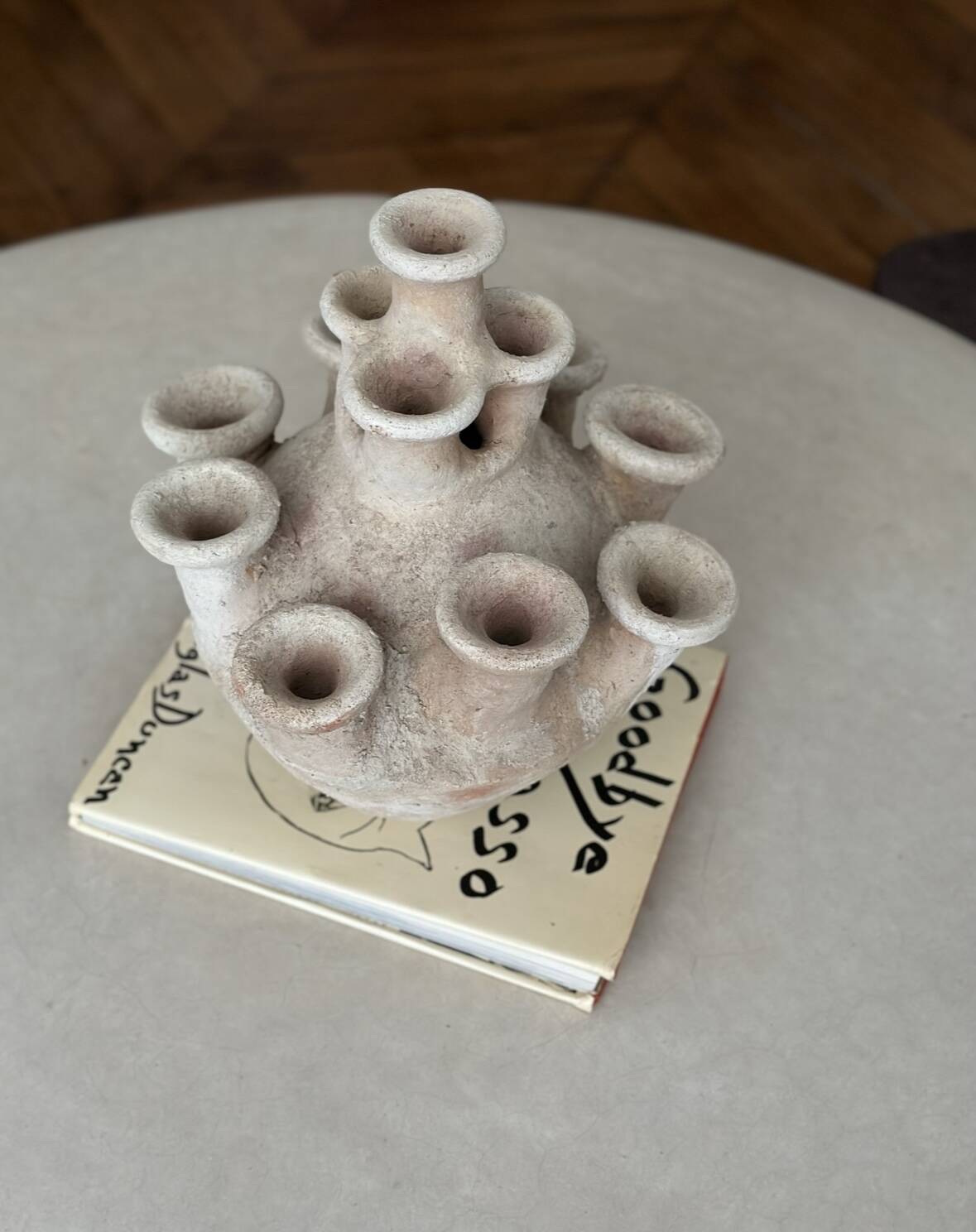 Anemone candle holder, centrepiece chandelier, raw minimalist ceramic sculpture.