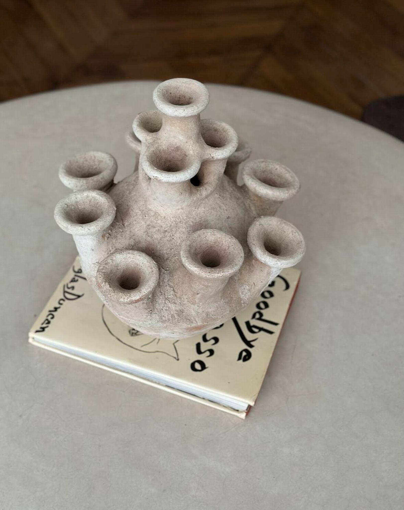 Anemone candle holder, centrepiece chandelier, raw minimalist ceramic sculpture.
