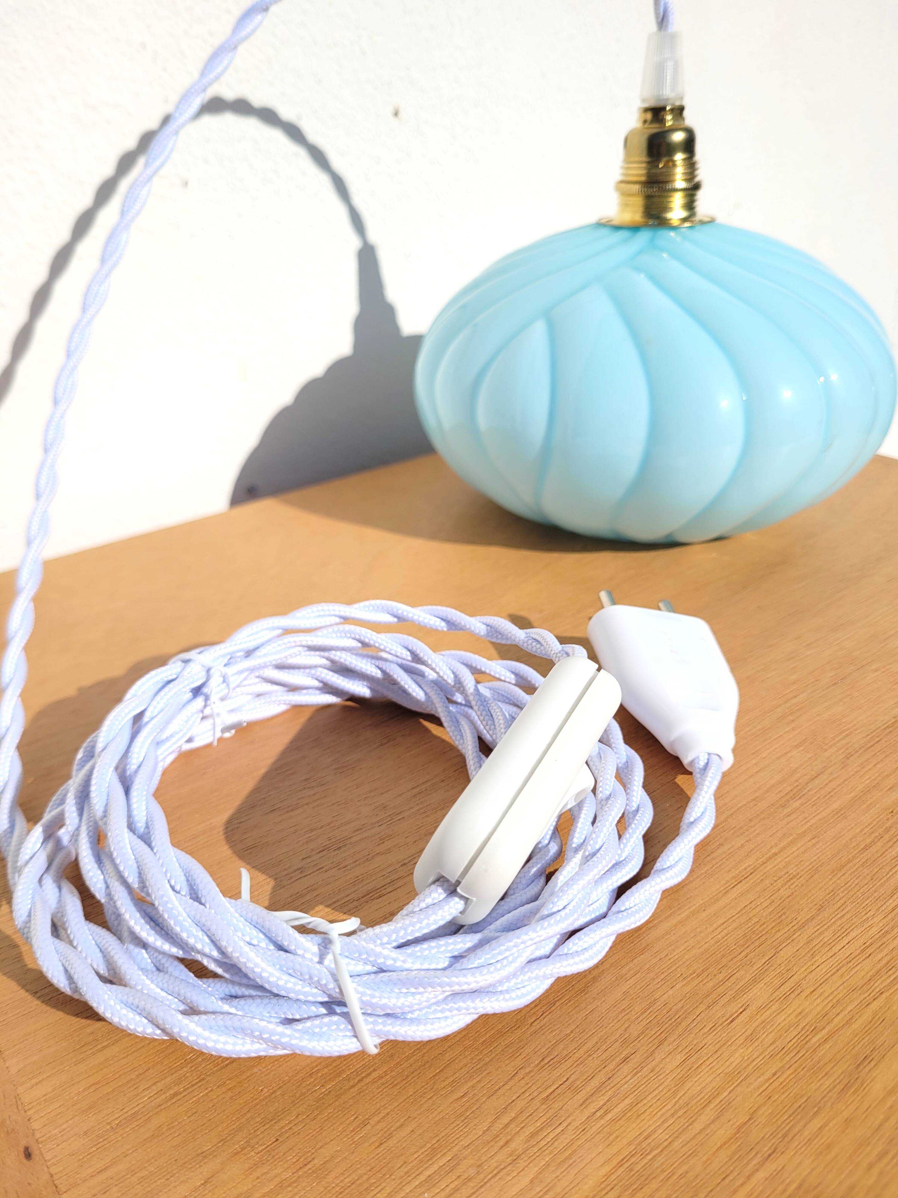 Vintage blue opaline portable lamp