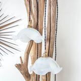 Paire de lampes baladeuses avec globe en opaline