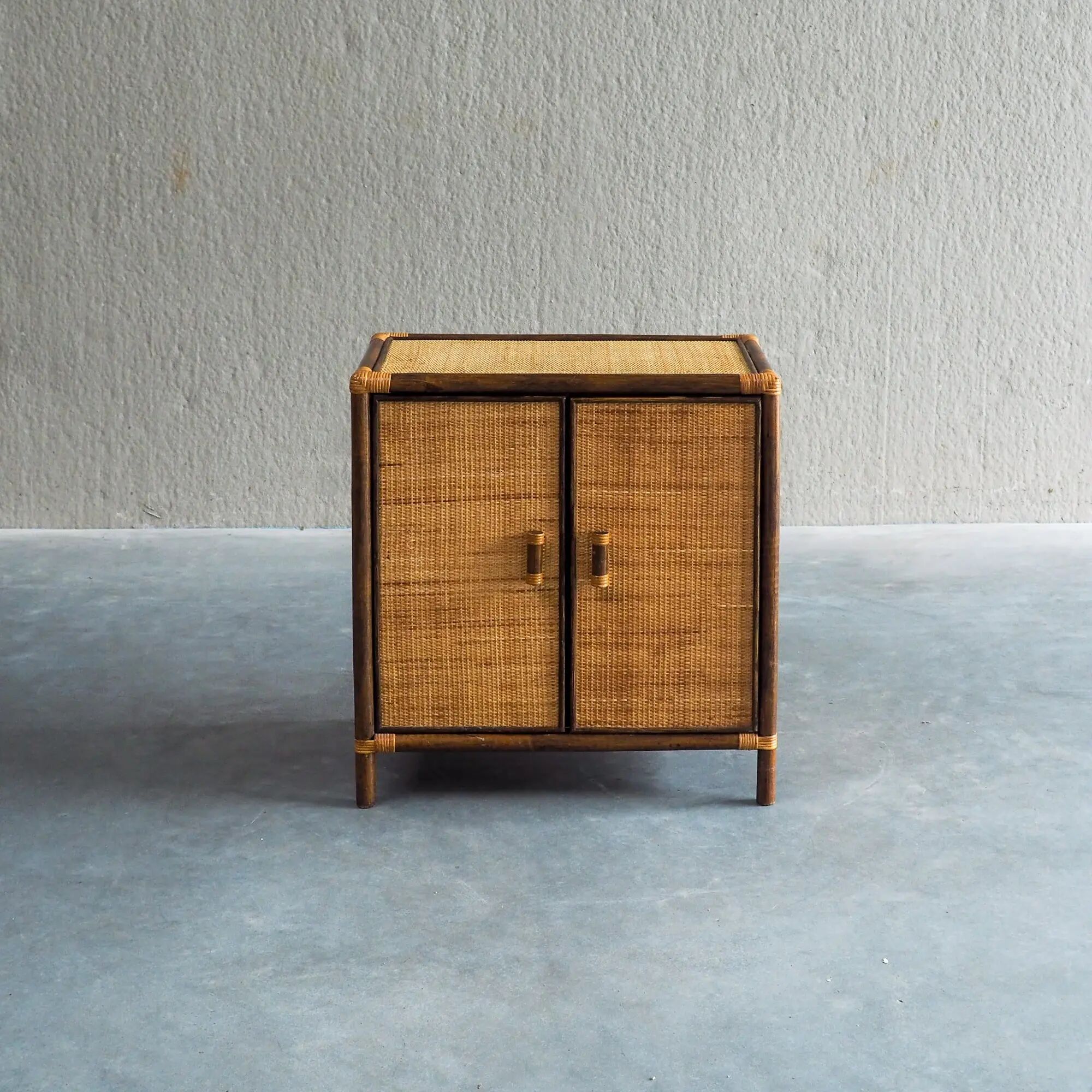 Vintage rattan & woven cane cabinet