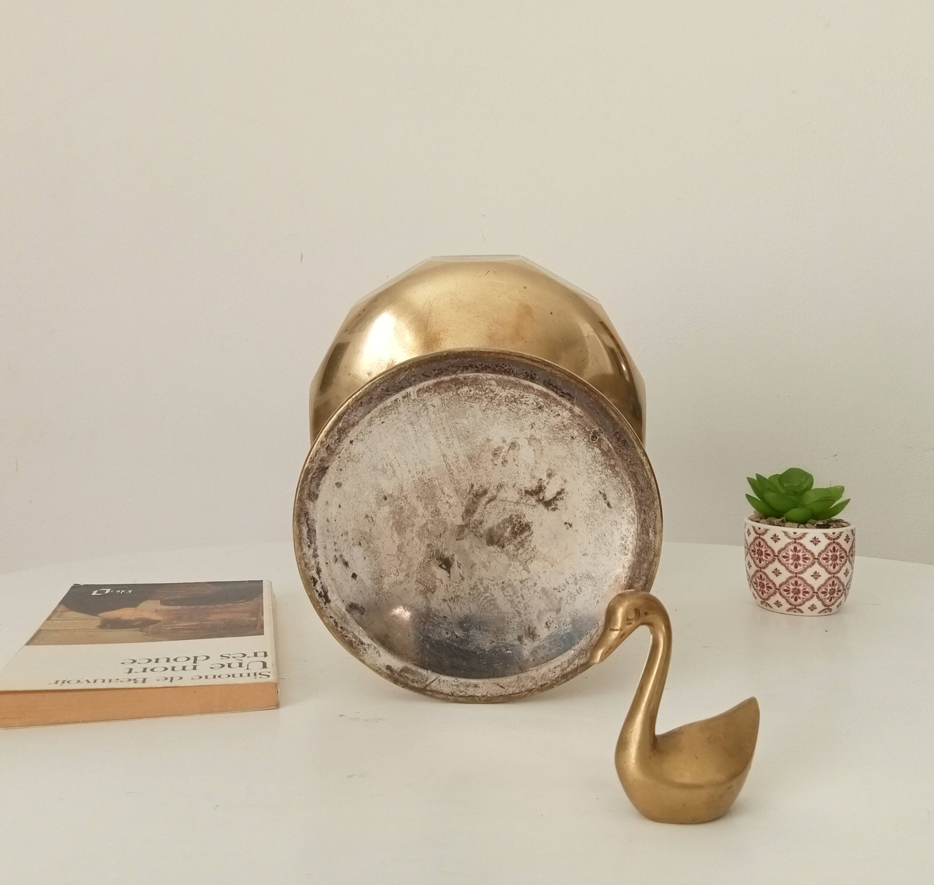 Antique art deco footed cup in gilded brass