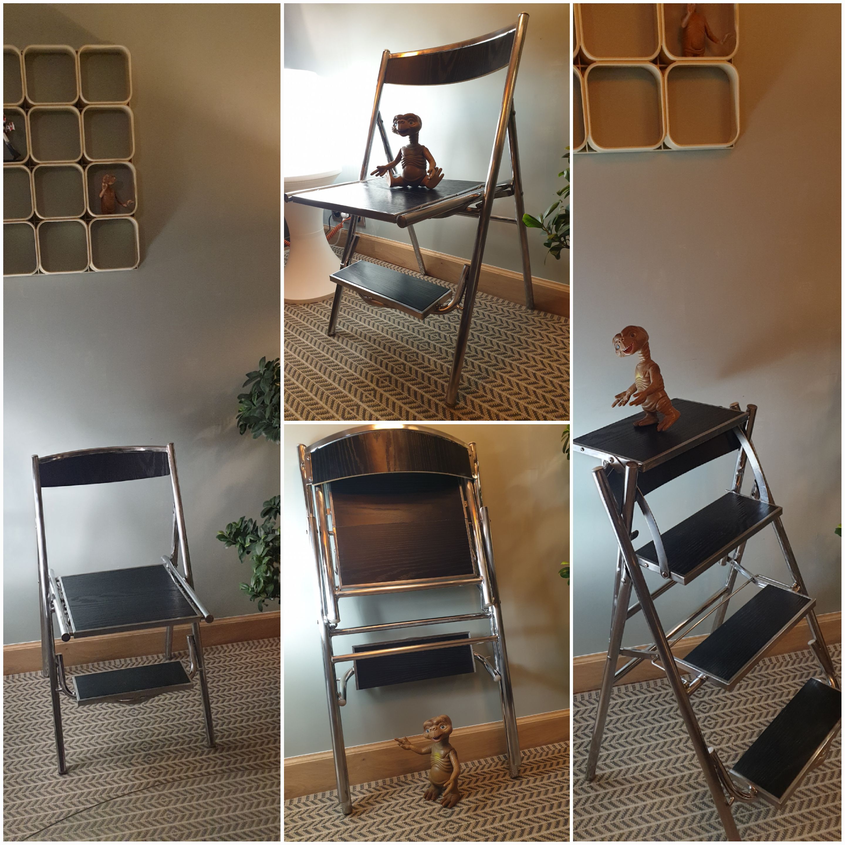 Folding stepladder chair italian design 1970