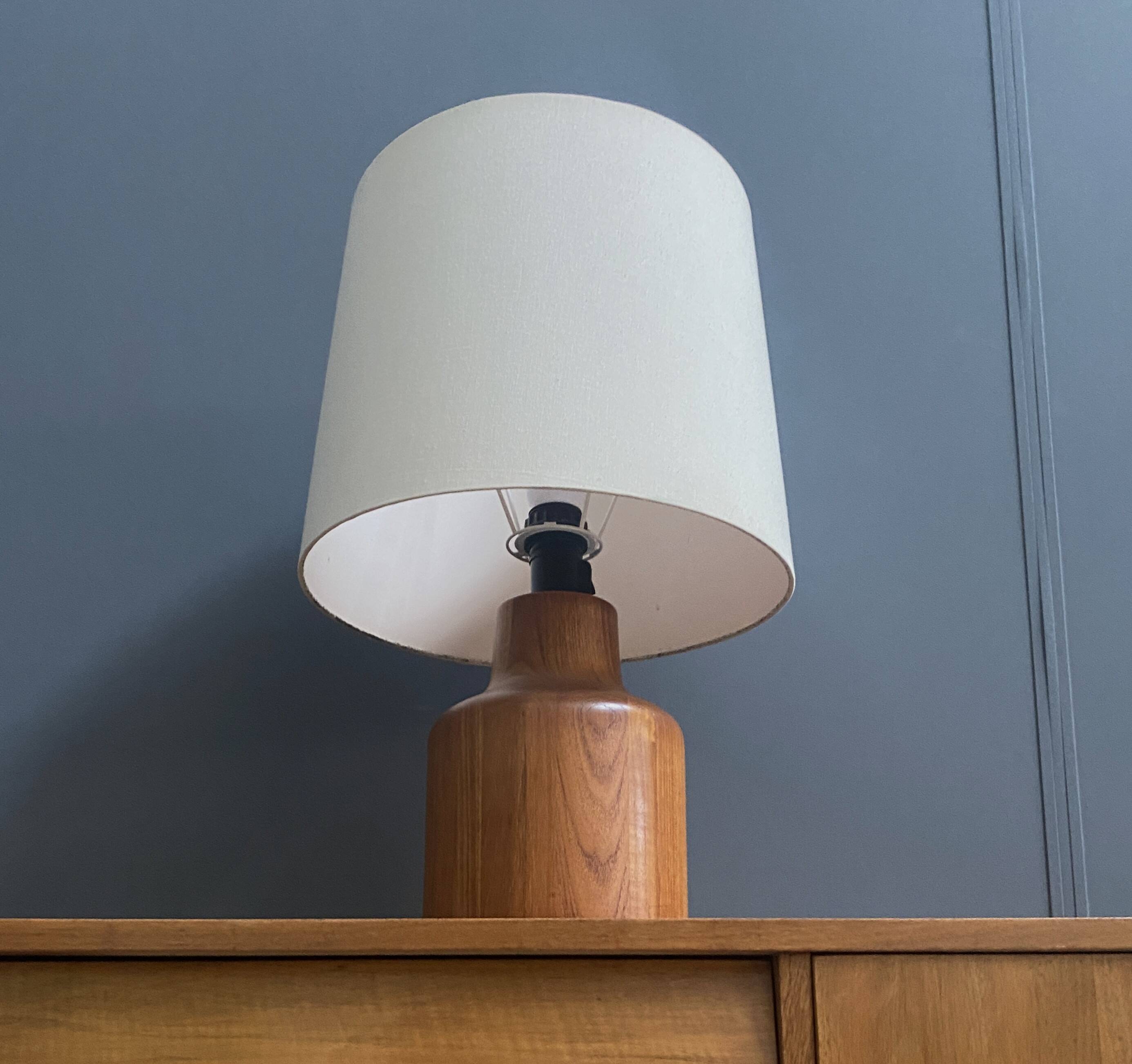 Teak table lamp by Kirk Copenhagen Denmark 1970s