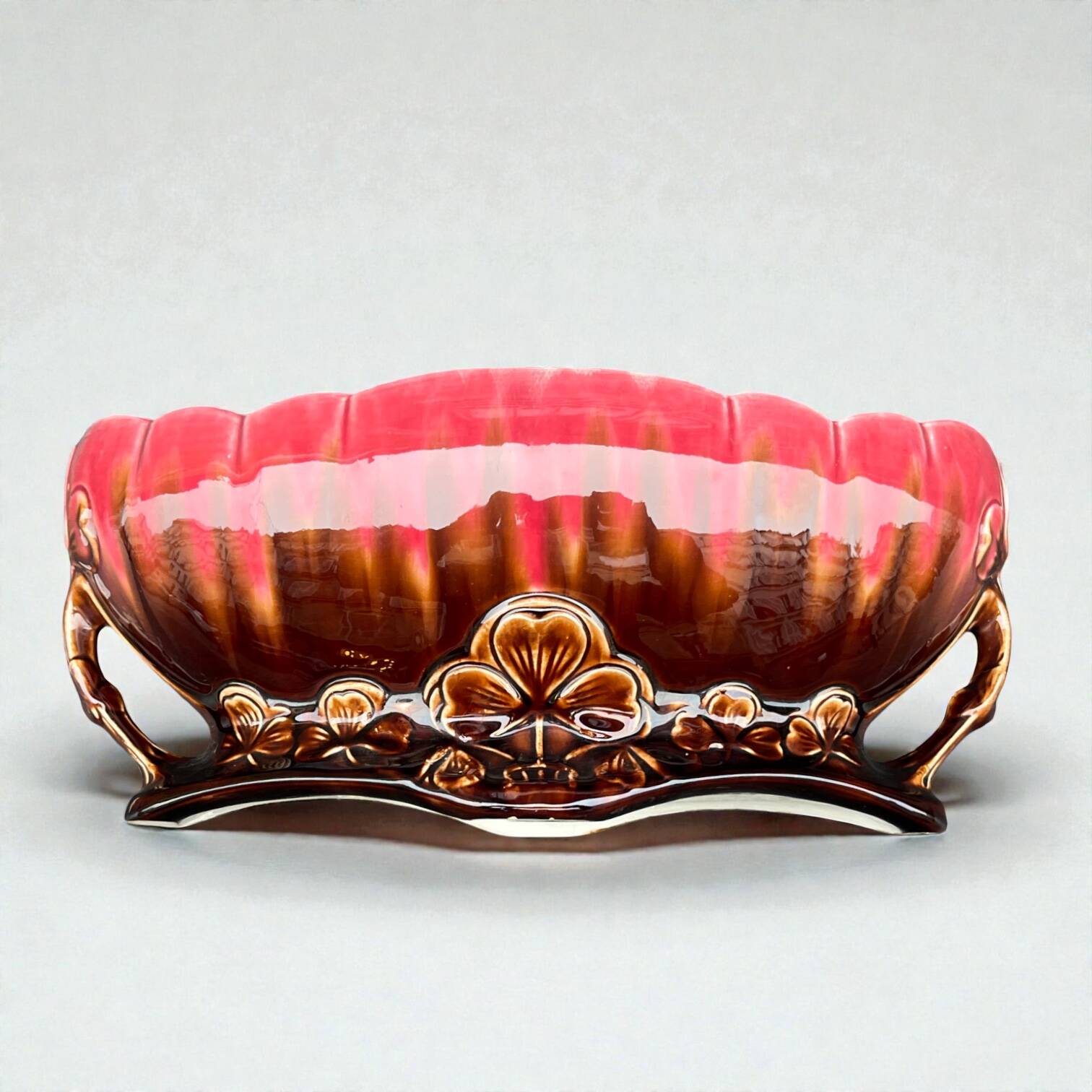 Art Nouveau ceramic jardinière Barbotine Orchies