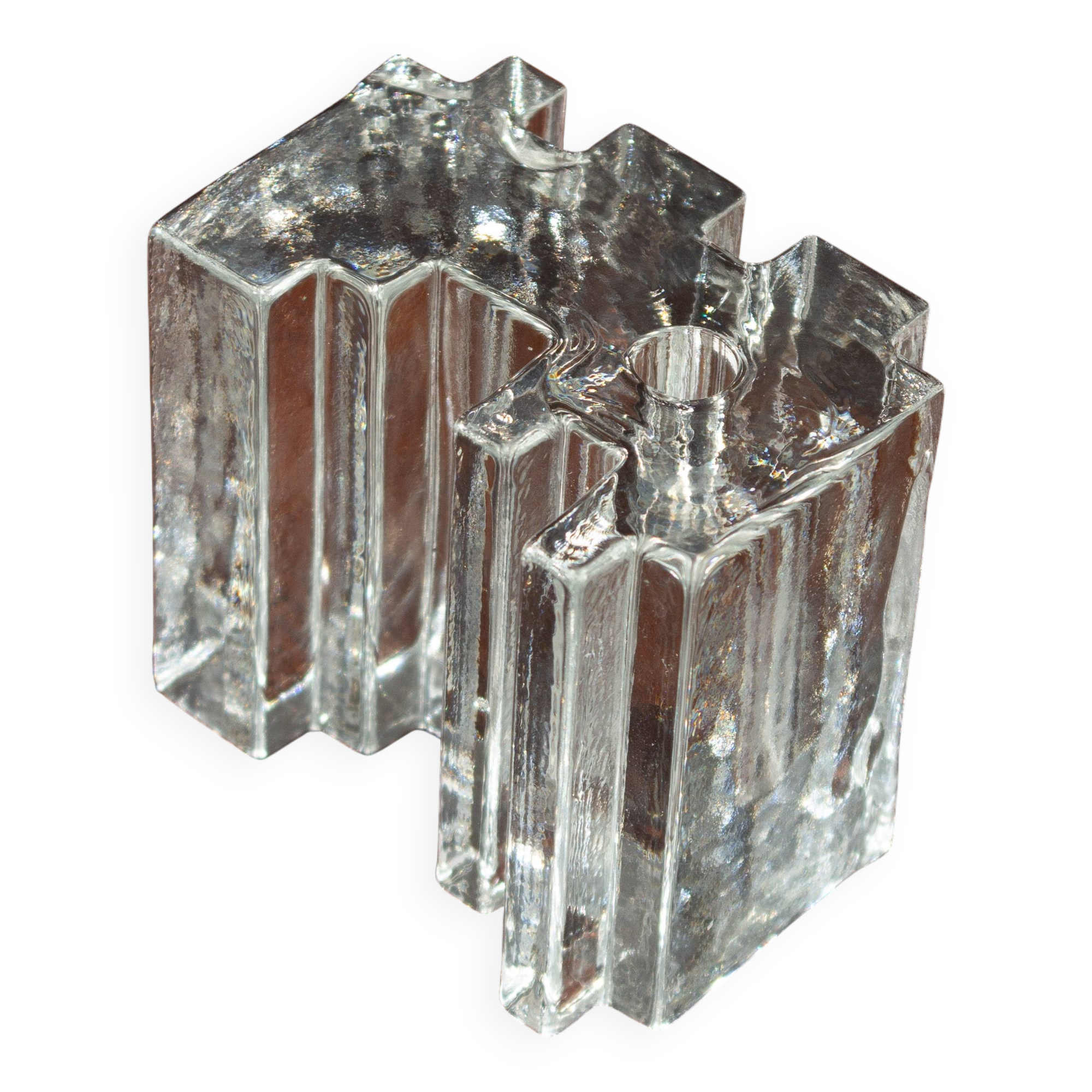 Modernist soliflore vase in molded glass, Germany, 1970s