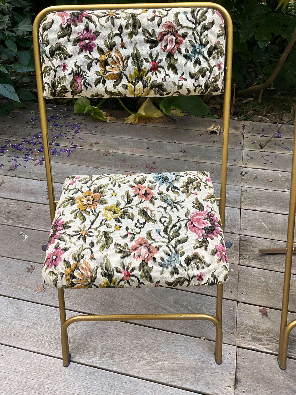 2 vintage Lafuma Chantazur folding chairs