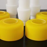 Vintage chandelier in brass and glass