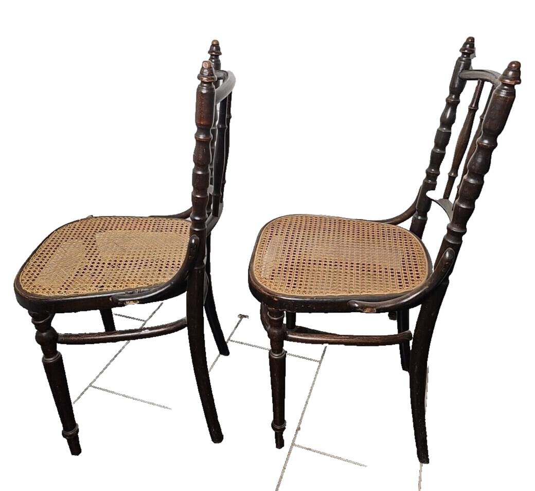 FISCHEL brand caned bistro chairs x 2