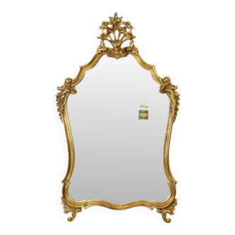 Miroir baroque à facettes Deknudt doré à la feuille d'or 93 cm