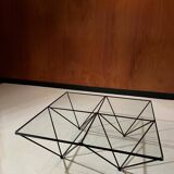 Alanda-style glass and steel coffee table from 1990.