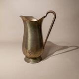 XXL vintage brass jug handmade in Italy (1950s) – golden brass vase with patina and elegant handle