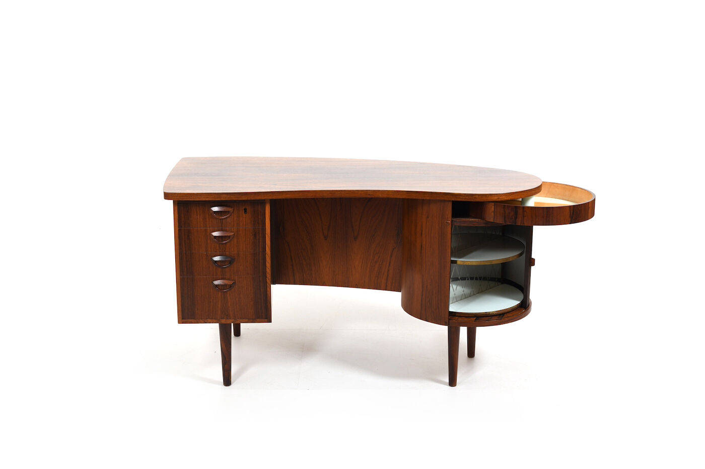 Fine Danish Kidney Desk Model 54 by Feldballes Møbelfabrik 1950s