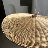 Rattan suspension or shade in the shape of a braided undulating circular tray d:80