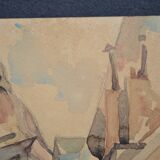 French school 20th century "the old village and its church" watercolor, circa 1935
