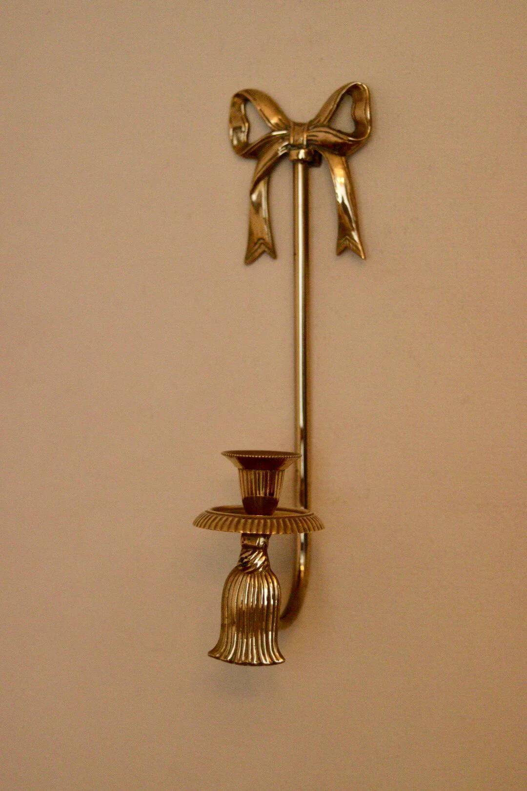 Grande applique murale vintage en laiton avec nœud