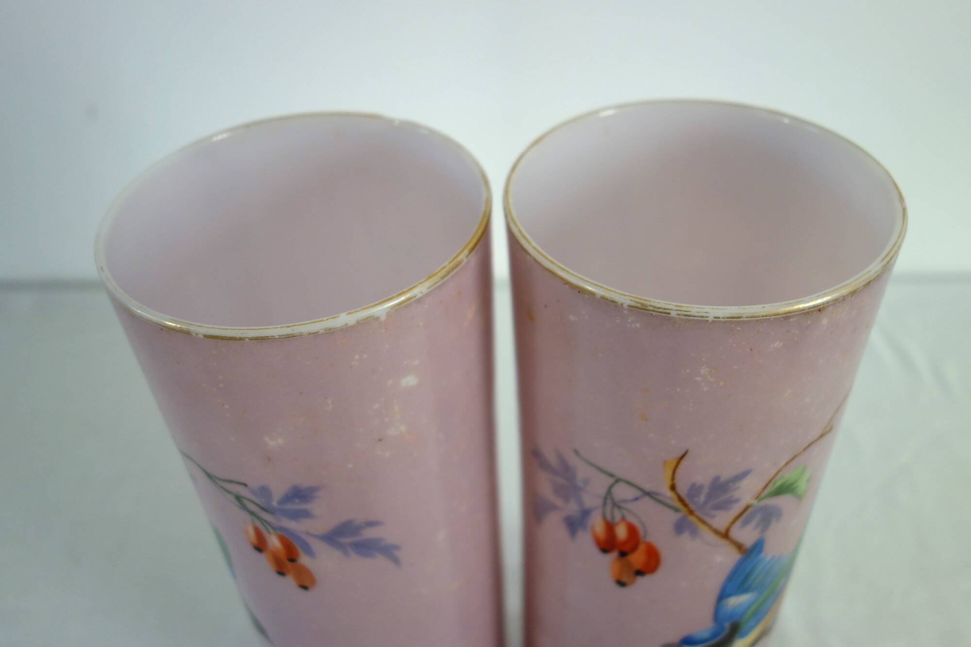 Pair of pink opaline vases from the 1920s