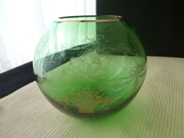 Vase ball Floral decoration engraved Gilding with fine gold