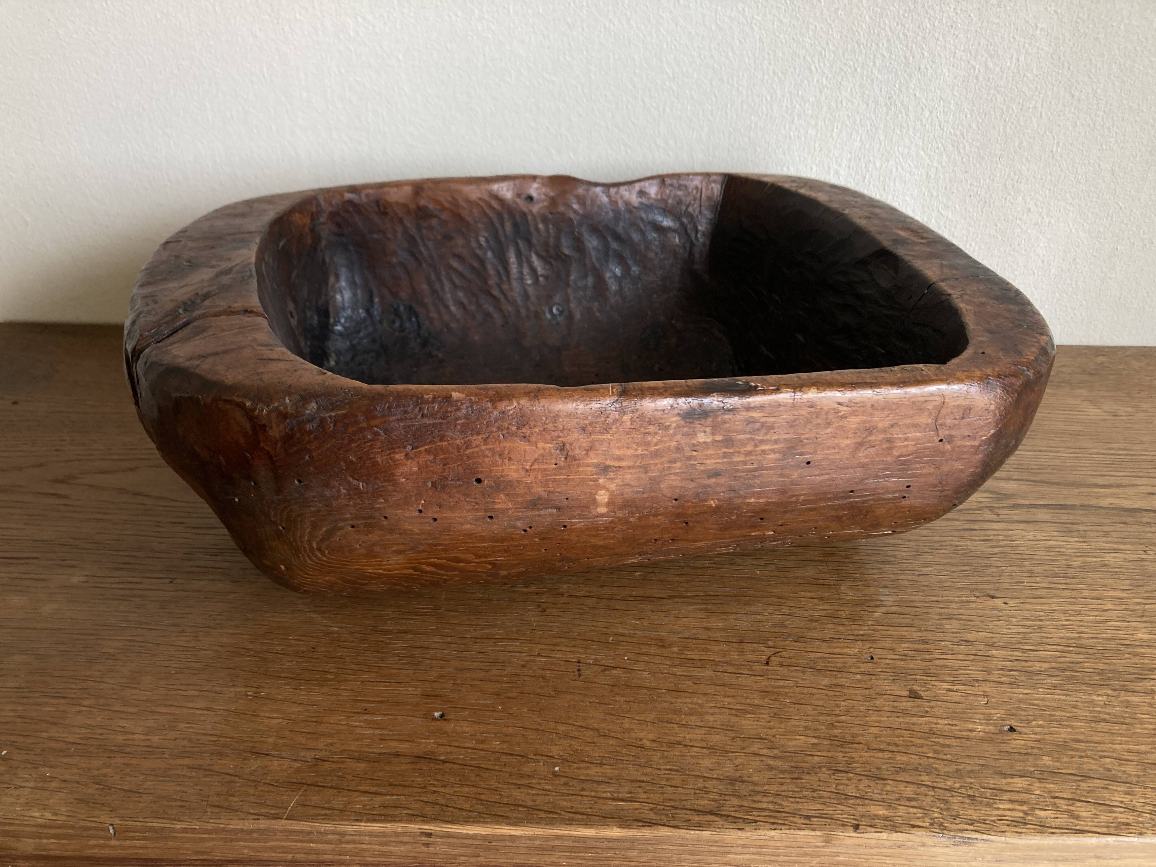 XXL monoxyl cup, mountain folk art with ears, 19th century