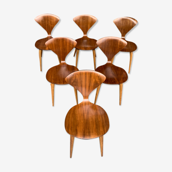 Series of 6 Norman Cherner chairs for Plycraft USA in teak, 1960s