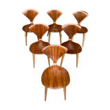 Series of 6 Norman Cherner chairs for Plycraft USA in teak, 1960s