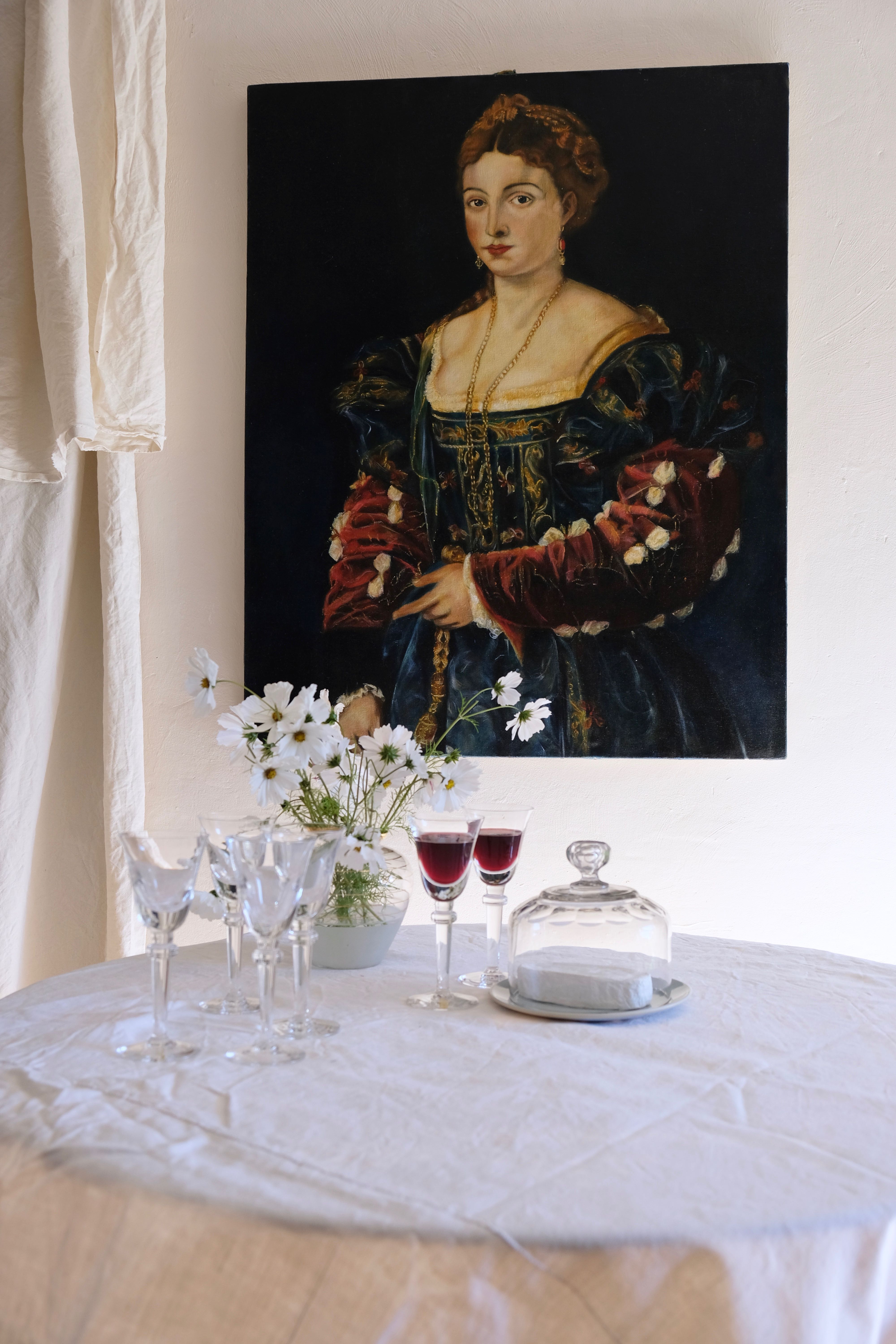 Set 6 mouth-blown wine glasses 50s