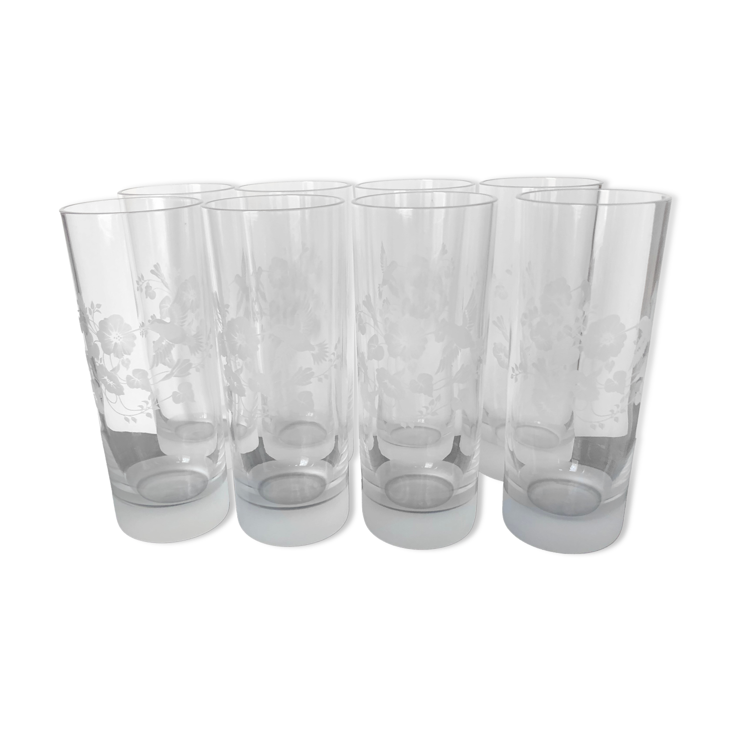 8 cut crystal orangeade glasses