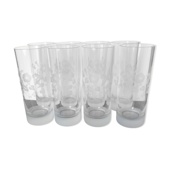 8 cut crystal orangeade glasses