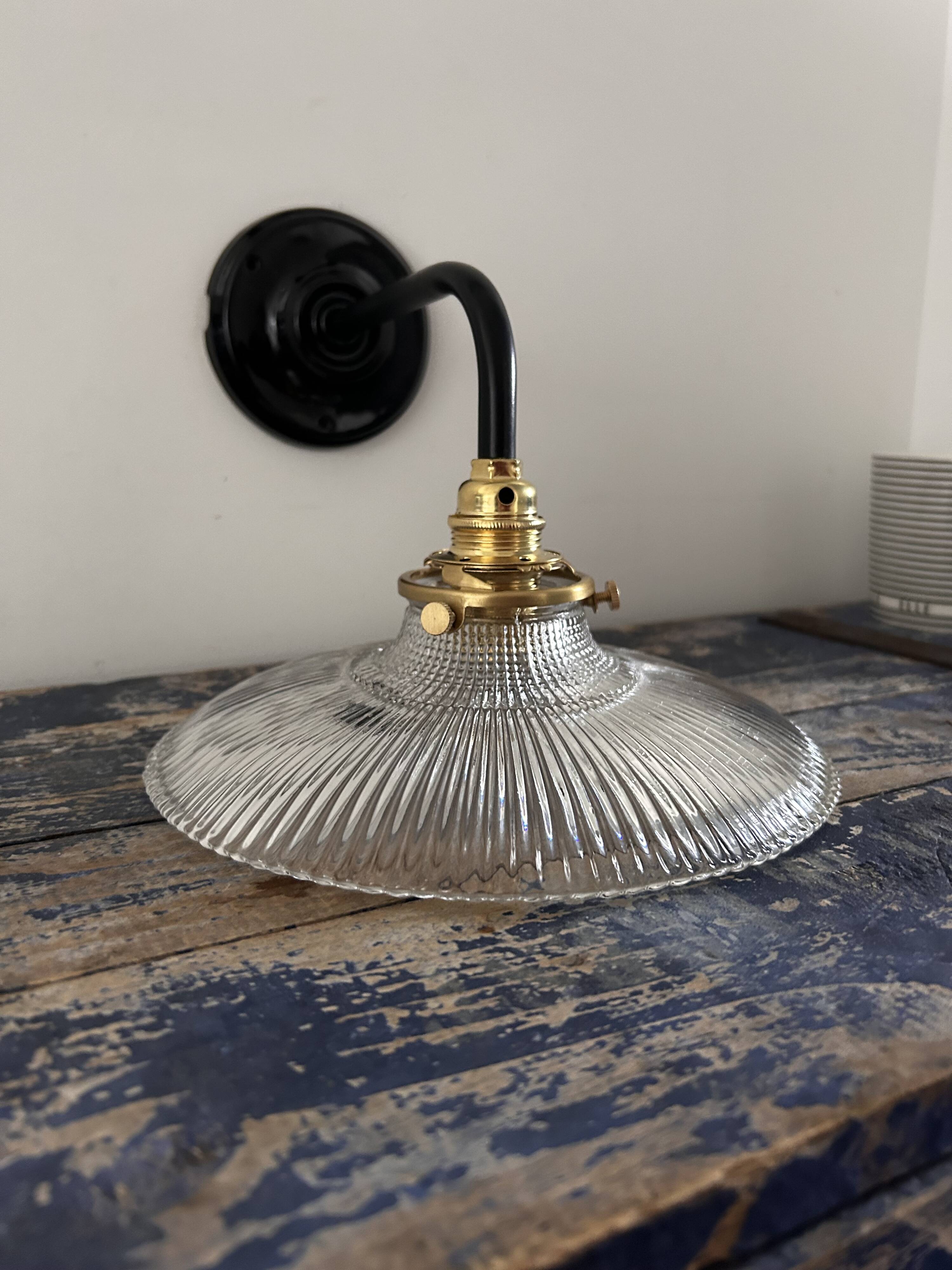 Holophane glass wall light