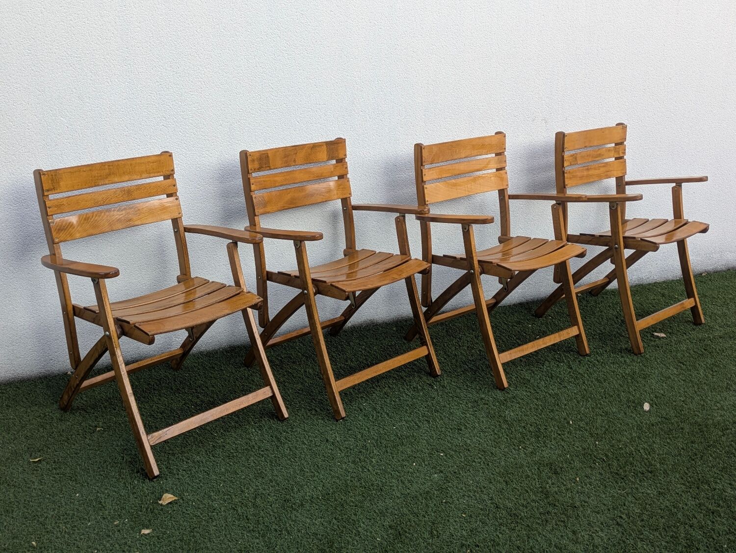 4 vintage folding garden armchairs – French work 1970-80