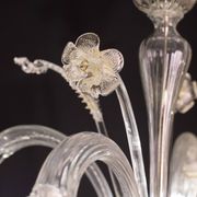 Charming vintage Venetian chandelier, transparent and gold Murano glass, 1970s