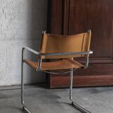 Set of 4 tubular dining chairs in Bauhaus style, in the manner of Marcel Breuer, 1970s