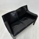 1980s vintage Italian designer ‘CAB 414’ 2-seater leather sofa by Mario Bellini for Cassina in black leather