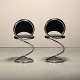 Poul Henningsen Snake Chairs, Model PH-501 in chrome and full black leather